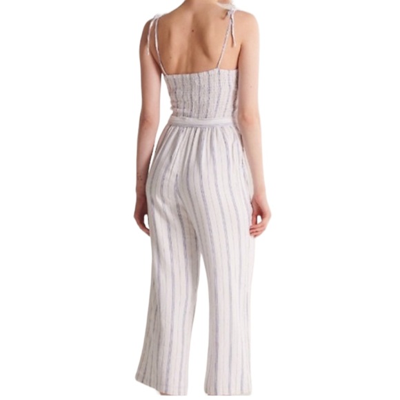 Abercrombie & Fitch Tie Strap Linen Jumpsuit M - Picture 2 of 6